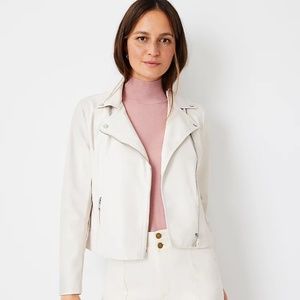 Ann Taylor White Vegan Leather Motorcycle Jacket | Size 00P